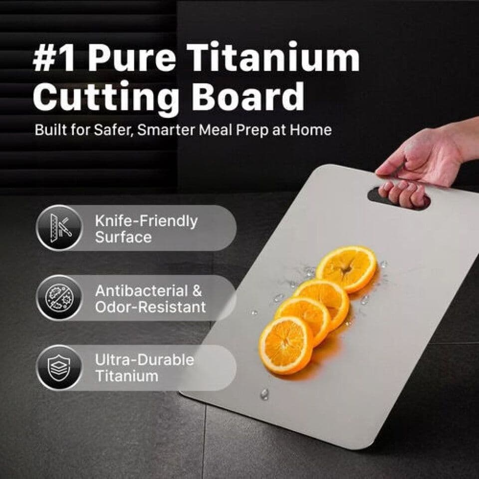 Pure Titanium Cutting Board – Hygienic, Durable & Knife-Friendly | Katuchef
